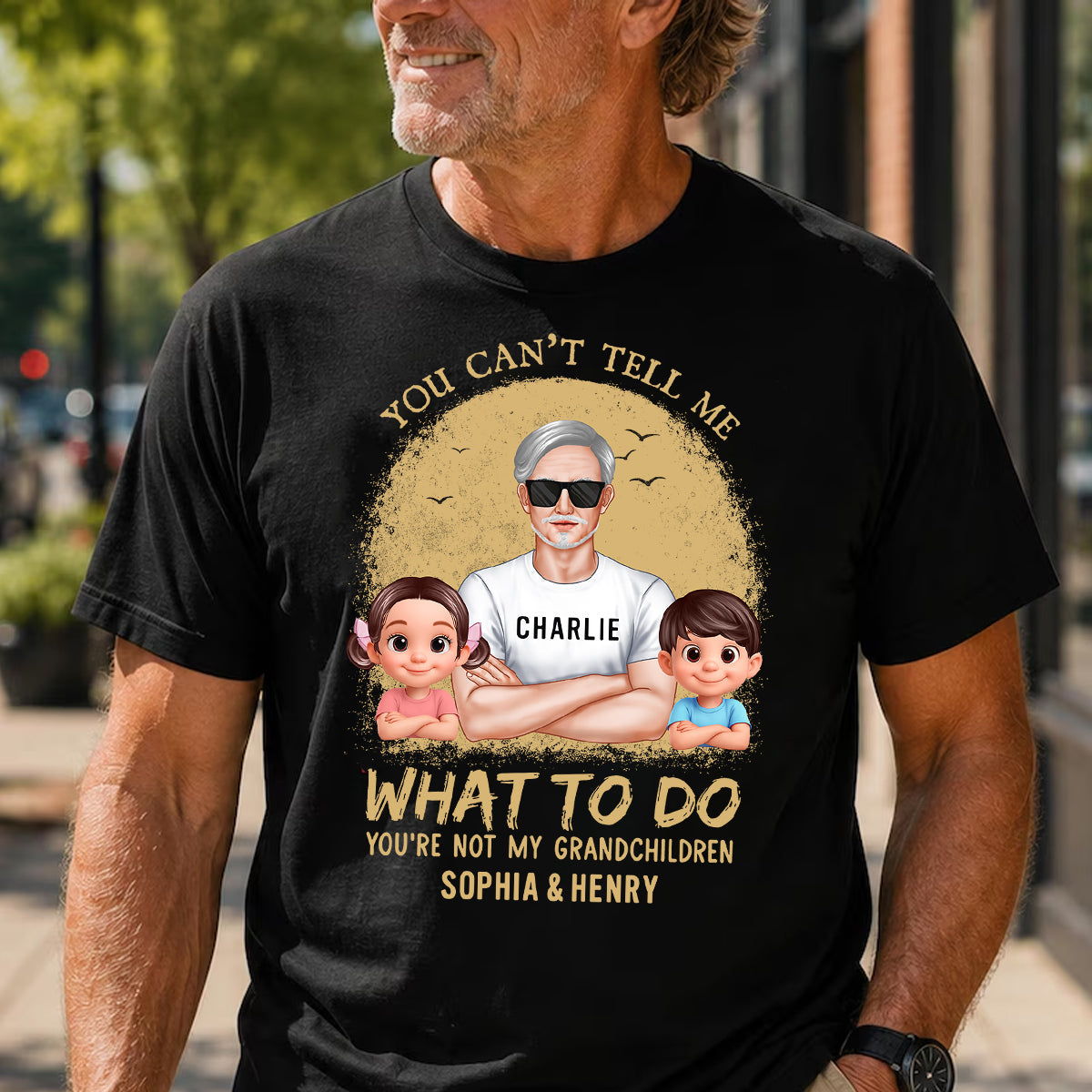 You Can't Tell Me What To Do Grandpa Retro - Personalized Shirt - Father's Day Gift for Cat Dads, Husband