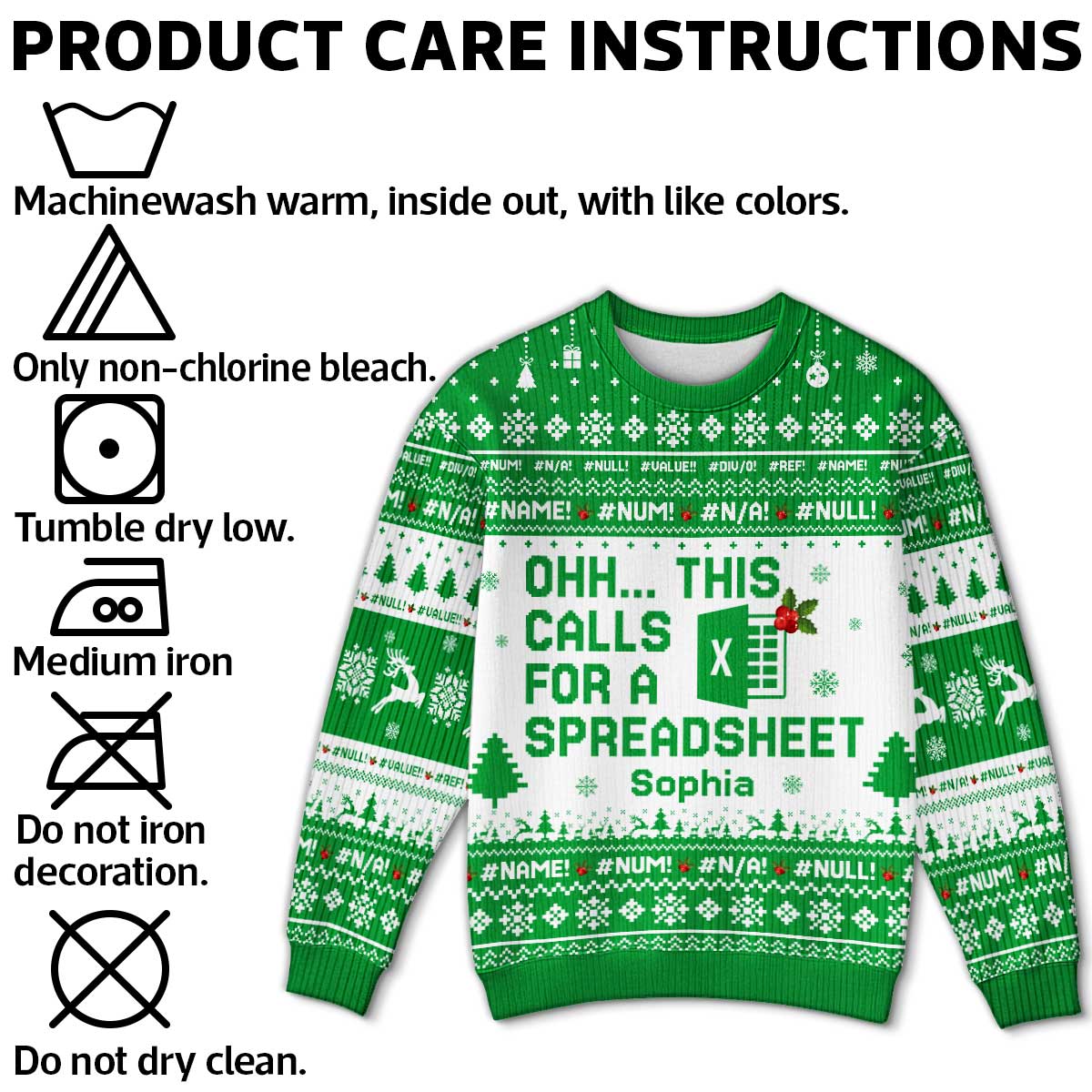 This Calls For A Spreadsheet - Personalized Faux Knitted Ugly Sweater - Funny Matching Shirt For Coworkers