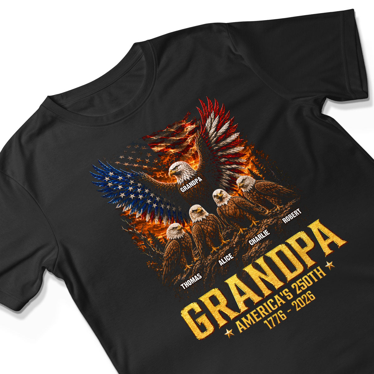 Eagle Grandpa America USA 250th Anniversary - Personalized Shirt - Father's Day Gift For Grandpa, Dad