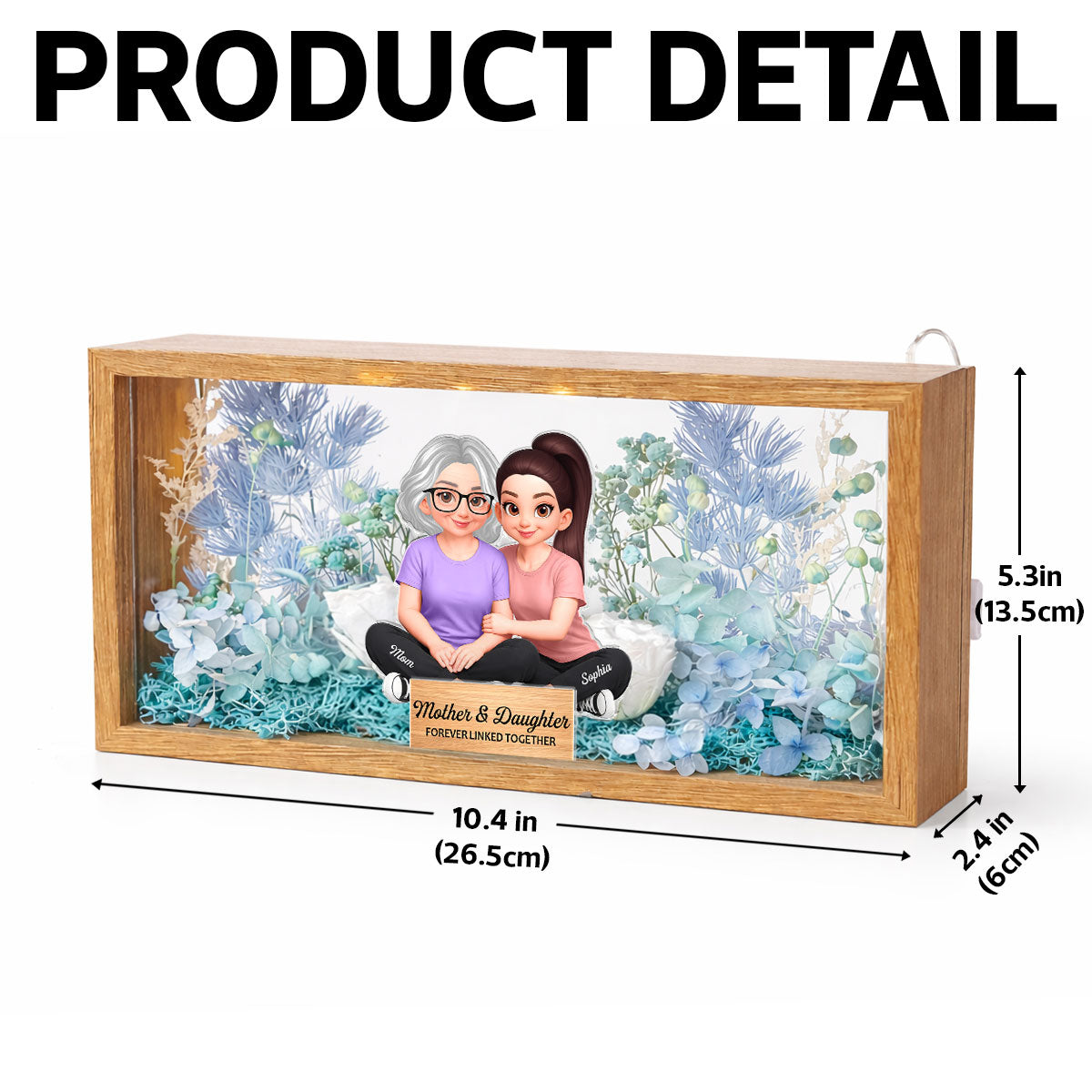 Mom & Daughter Forever Linked Together - Personalized DIY Flower Shadow Box LED Night Light - Gift For Mom, Daughter
