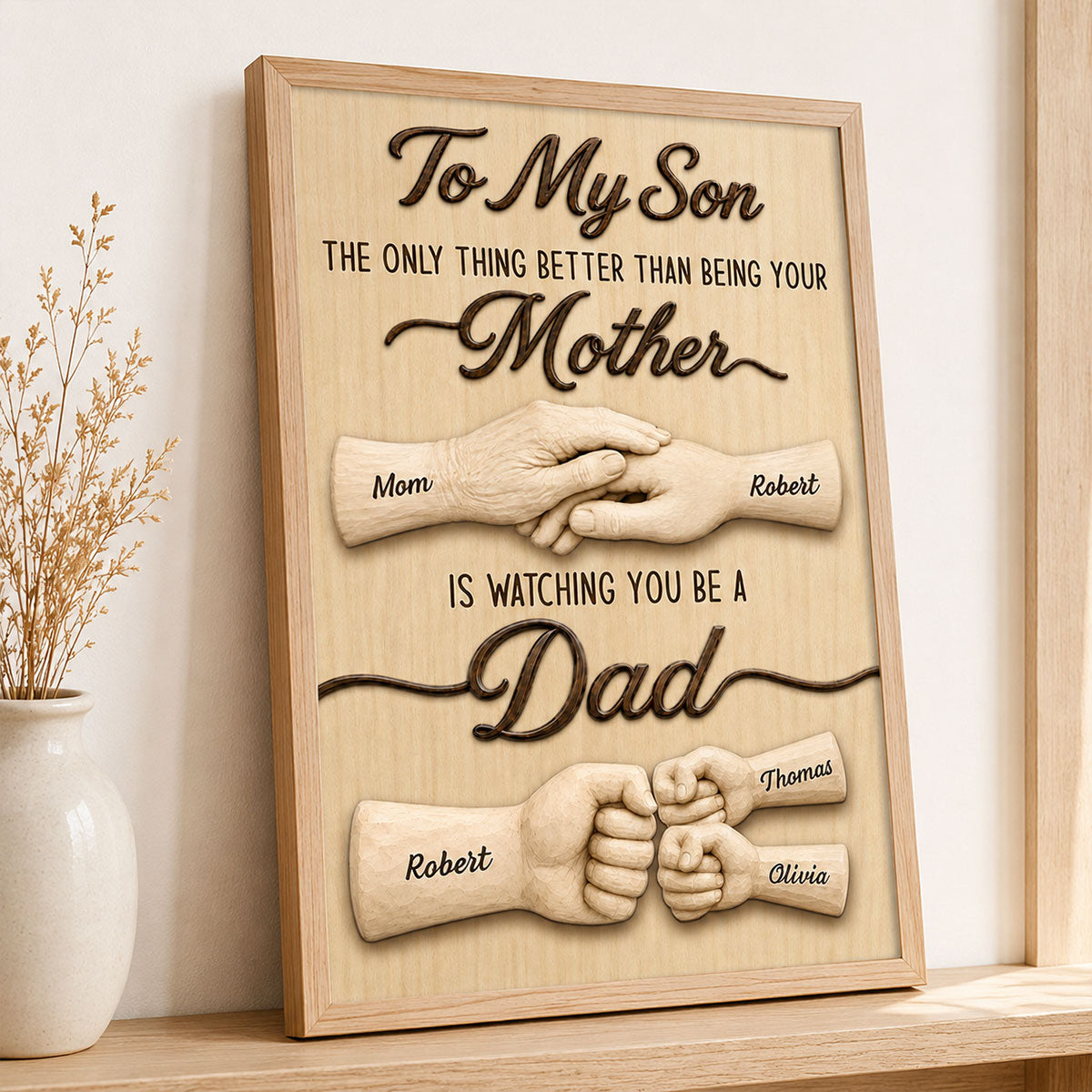 Rustic Sentimental To My Son Watching You Be A Dad From Mom - Personalized Poster - Father's Day Gift For Son