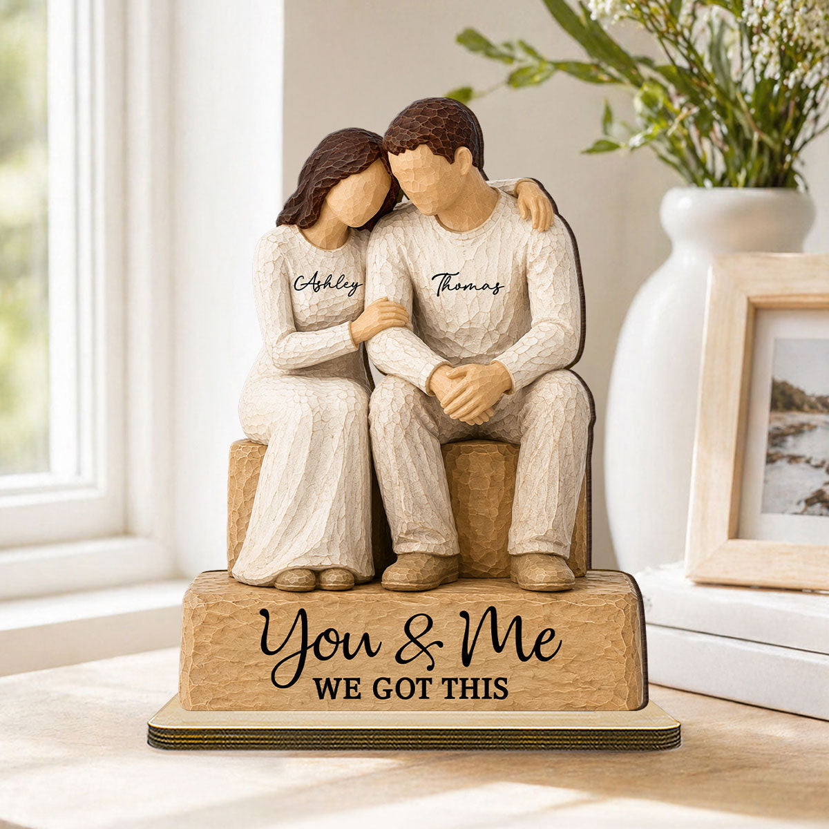 Rustic Sentimental Couple Forever Together - Personalized 2-Layered Wooden Plaque - Anniversary Gift For Couple