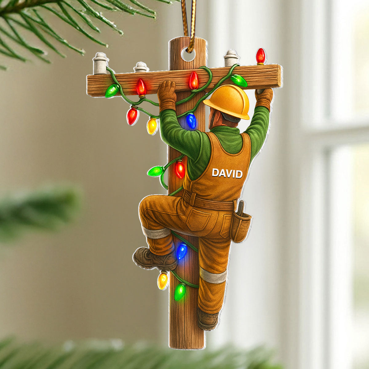 Lighting Up Every Job With Skill – Personalized Acrylic Ornament – Appreciation Gift for Electricians