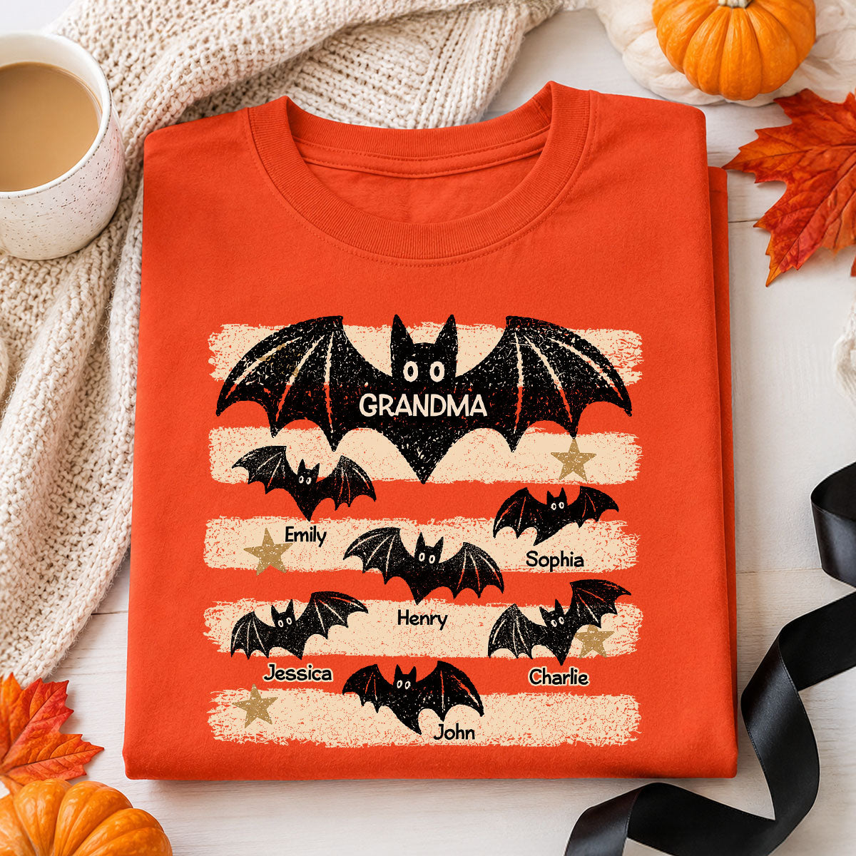 Spooky Grandma Bats - Personalized Shirt - Halloween Gift For Grandma, Mom