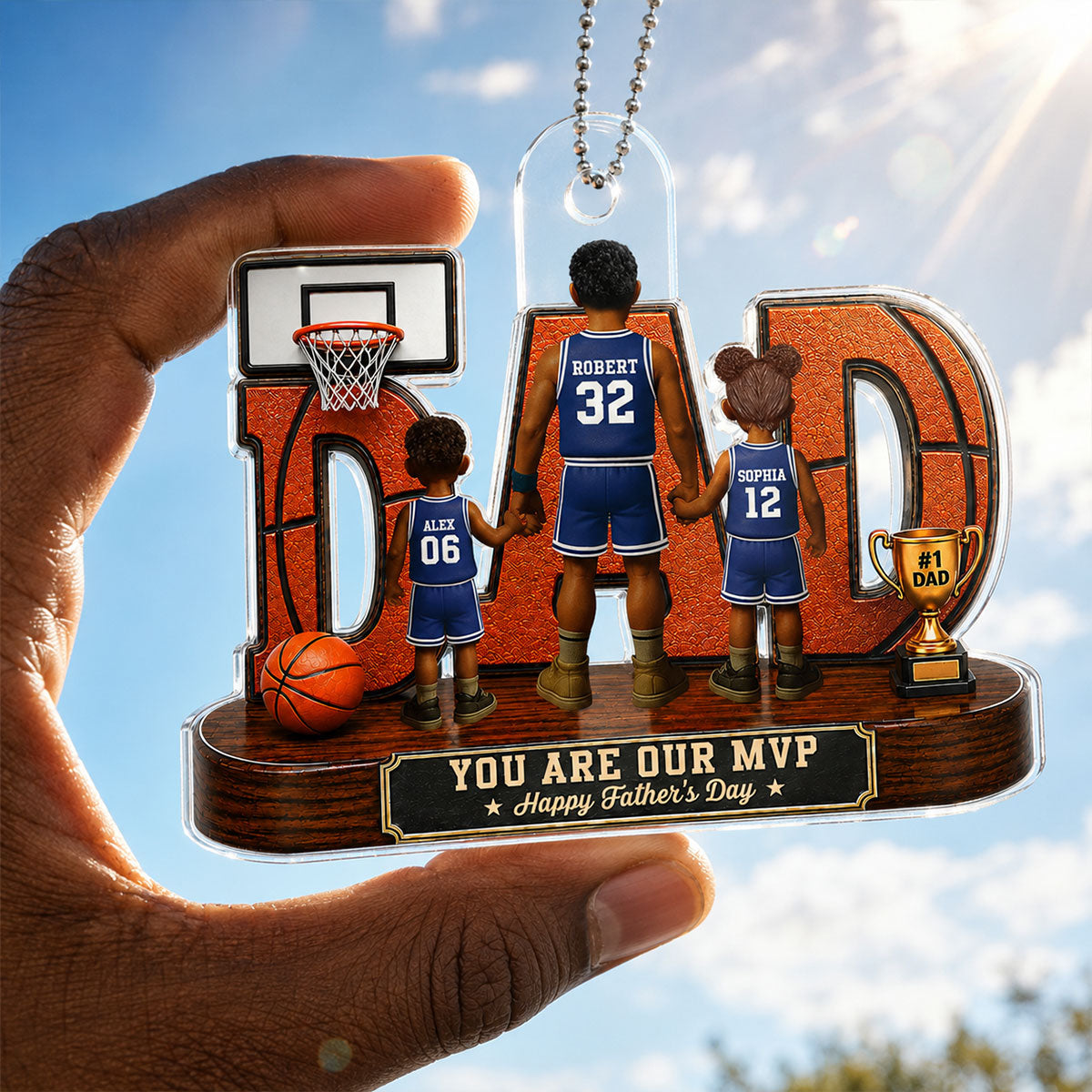 Basketball Dad Legend You Are Our MVP - Personalized Acrylic Car Hanger - Father's Day Gift For Dad, Husband, Basketball Fans