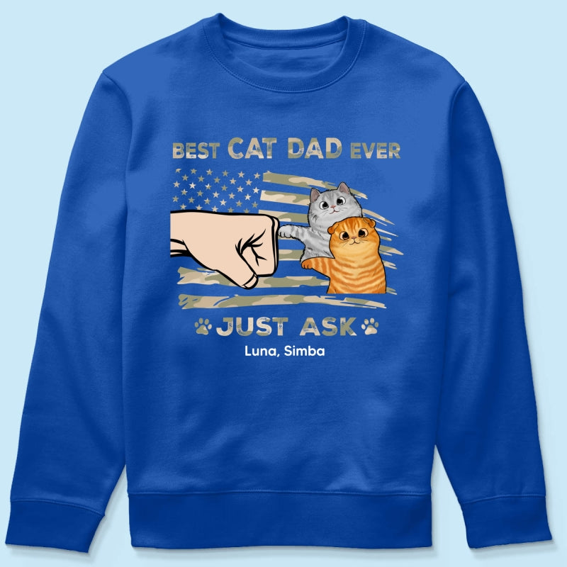 Best Cat Dad Ever Nation Flag - Personalized Shirt - Father's Day Gift For Cat Dad, Patriotic 4th Of July Gift, USA 250th Anniversary