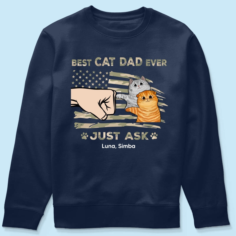 Best Cat Dad Ever Nation Flag - Personalized Shirt - Father's Day Gift For Cat Dad, Patriotic 4th Of July Gift, USA 250th Anniversary