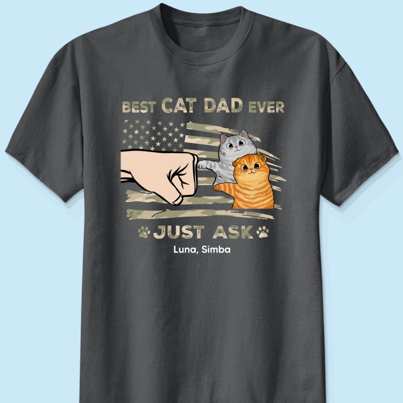 Best Cat Dad Ever Nation Flag - Personalized Shirt - Father's Day Gift For Cat Dad, Patriotic 4th Of July Gift, USA 250th Anniversary
