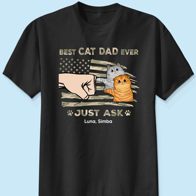 Best Cat Dad Ever Nation Flag - Personalized Shirt - Father's Day Gift For Cat Dad, Patriotic 4th Of July Gift, USA 250th Anniversary