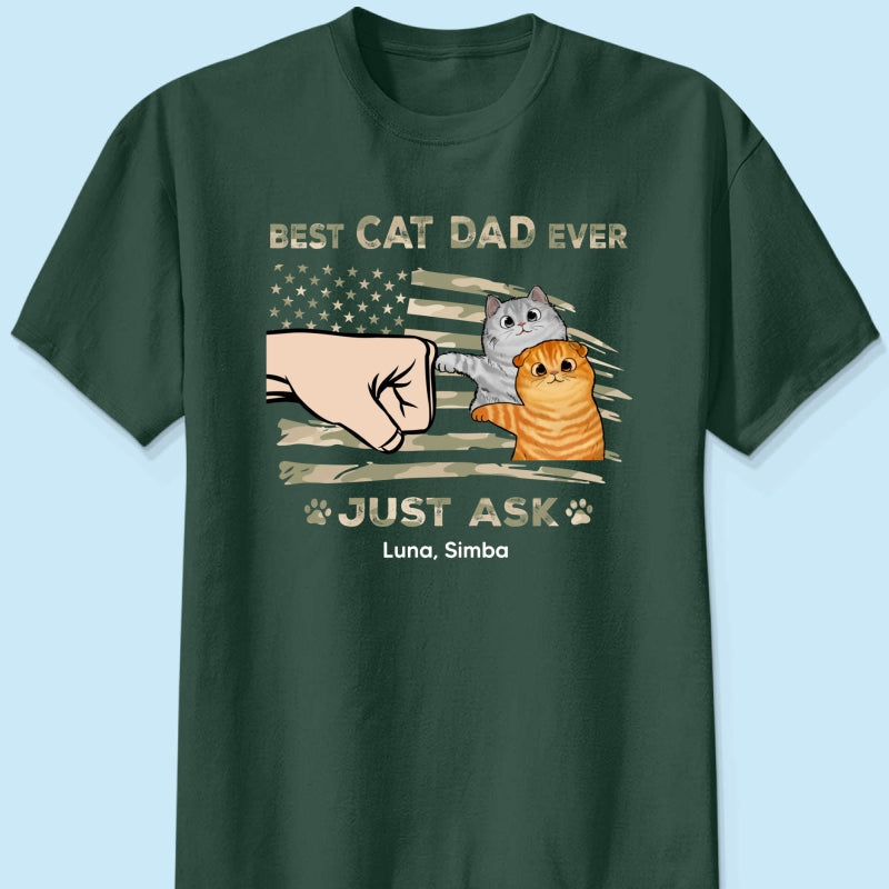 Best Cat Dad Ever Nation Flag - Personalized Shirt - Father's Day Gift For Cat Dad, Patriotic 4th Of July Gift, USA 250th Anniversary