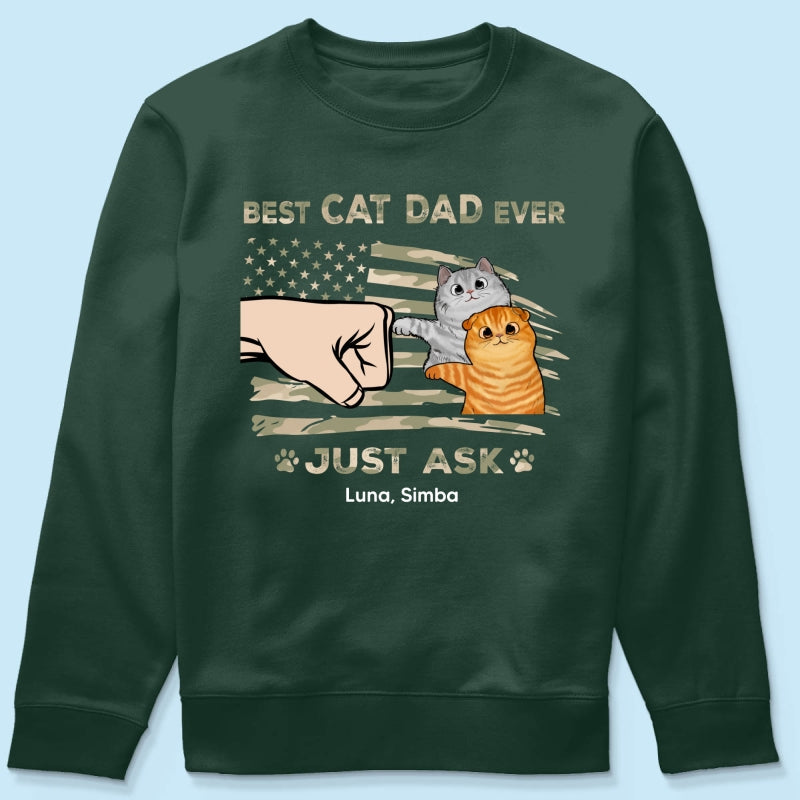 Best Cat Dad Ever Nation Flag - Personalized Shirt - Father's Day Gift For Cat Dad, Patriotic 4th Of July Gift, USA 250th Anniversary