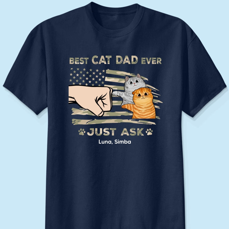 Best Cat Dad Ever Nation Flag - Personalized Shirt - Father's Day Gift For Cat Dad, Patriotic 4th Of July Gift, USA 250th Anniversary