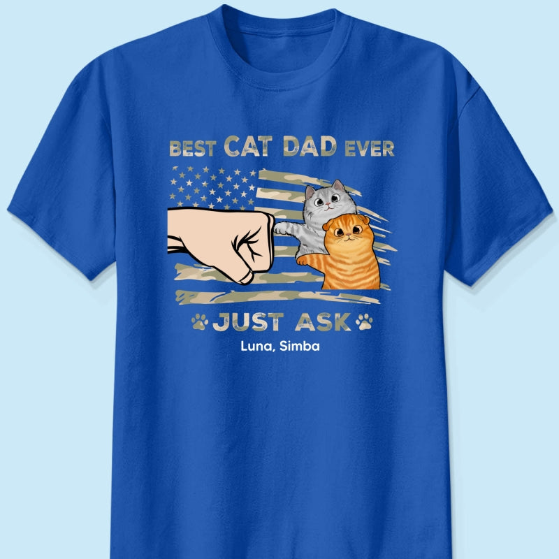 Best Cat Dad Ever Nation Flag - Personalized Shirt - Father's Day Gift For Cat Dad, Patriotic 4th Of July Gift, USA 250th Anniversary