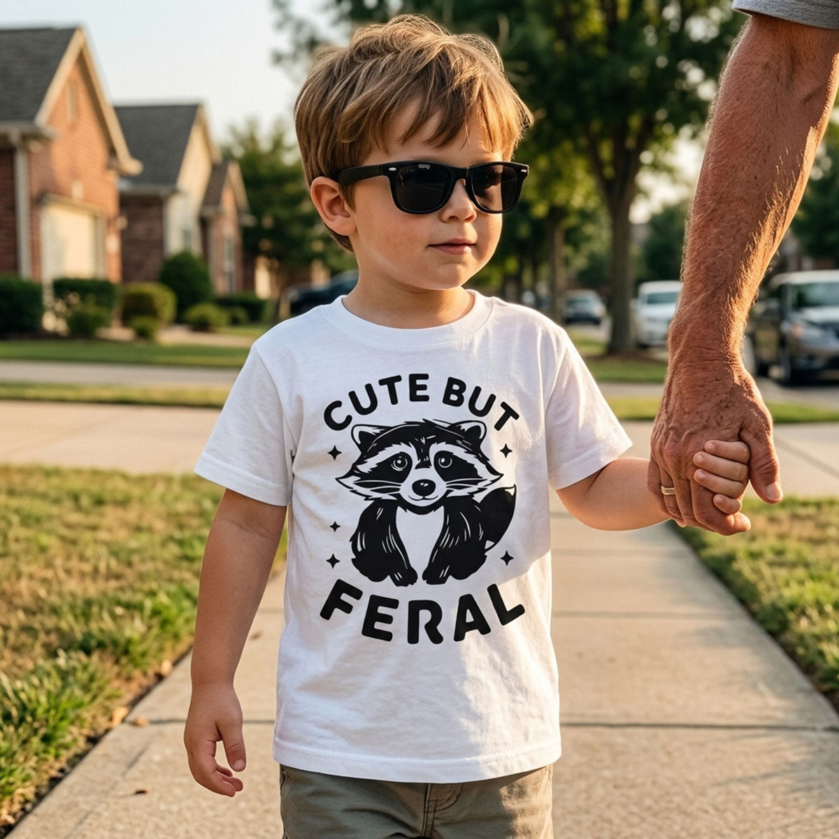 Cute But Feral Raccoon Funny Shirt For Kid