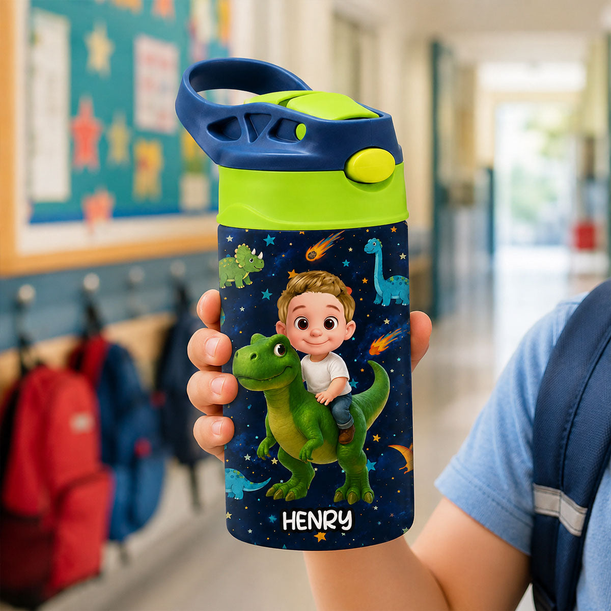 Dinosaur Adventure for Boys Girls - Personalized Kid Water Bottle - Back to School Gift for Kids