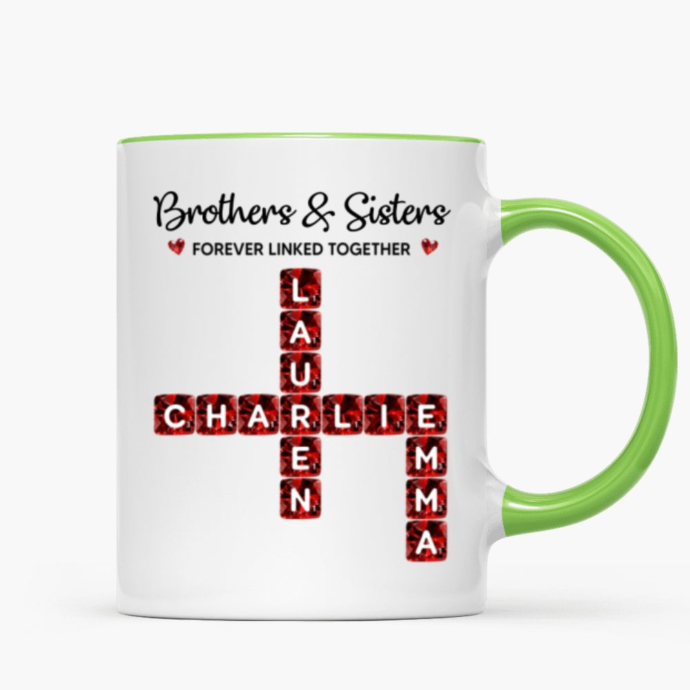 Brothers Sisters Forever Linked Together 3D Crystal Crossword - Personalized Mug - Sentimental Gift for for Loved Ones