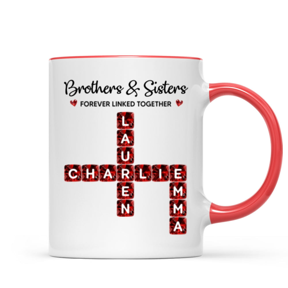 Brothers Sisters Forever Linked Together 3D Crystal Crossword - Personalized Mug - Sentimental Gift for for Loved Ones