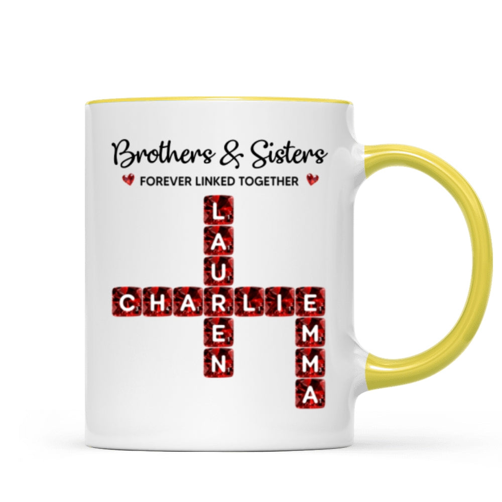 Brothers Sisters Forever Linked Together 3D Crystal Crossword - Personalized Mug - Sentimental Gift for for Loved Ones