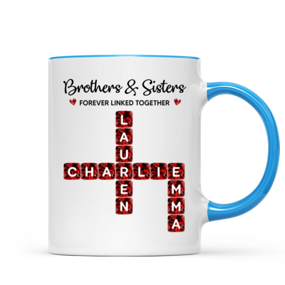 Brothers Sisters Forever Linked Together 3D Crystal Crossword - Personalized Mug - Sentimental Gift for for Loved Ones