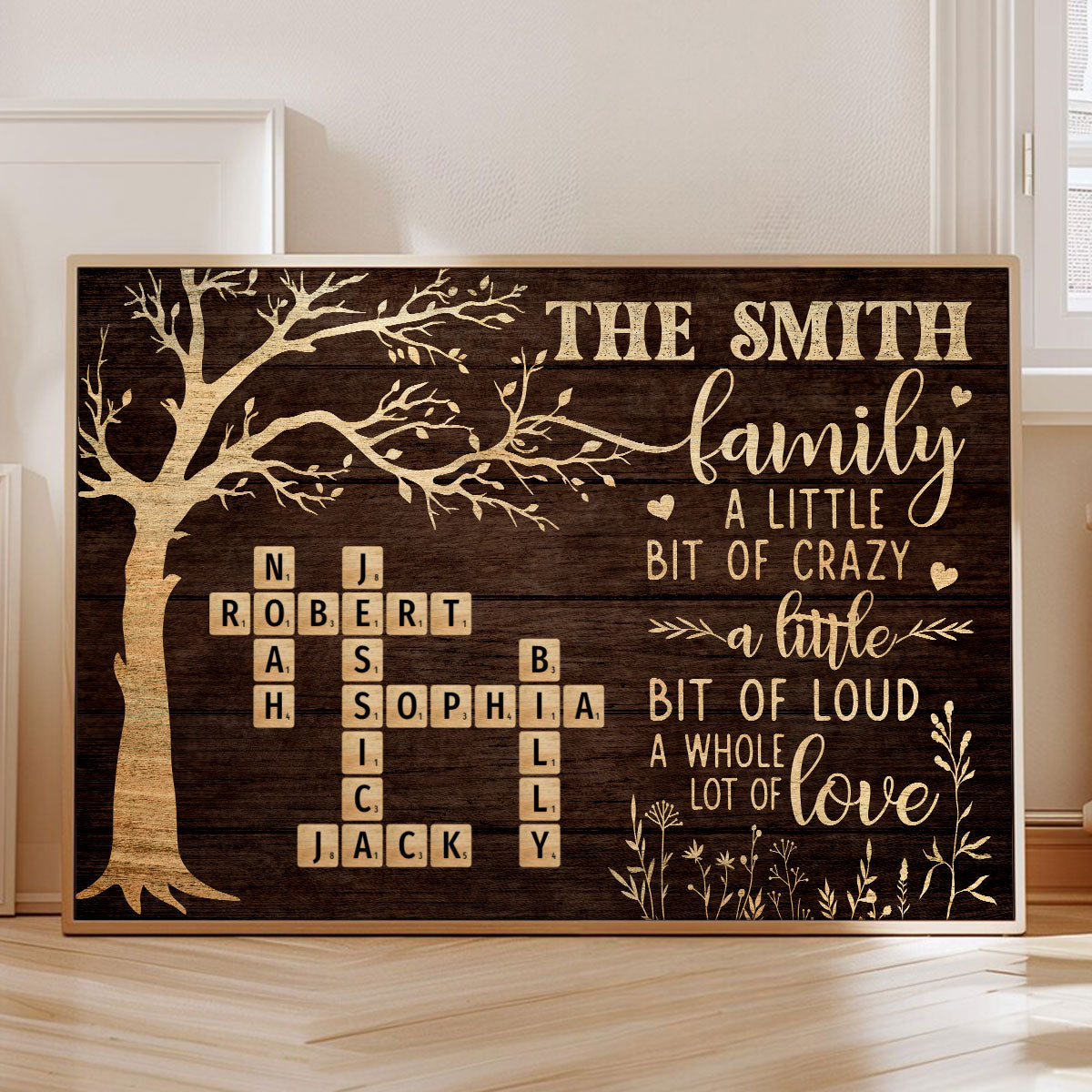 Rustic Vintage Family Lot Of Love Crossword Puzzle Art - Personalized Poster - Heartfelt Father's Day Gift For Dad, Husband