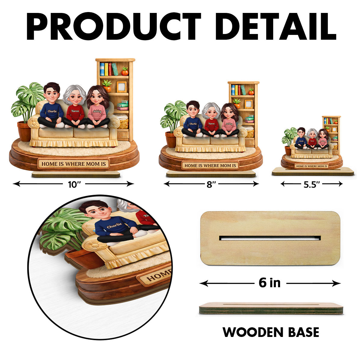 Home Is Where Mom Is - Personalized 2-Layered Wooden Plaque - Gift For Mom