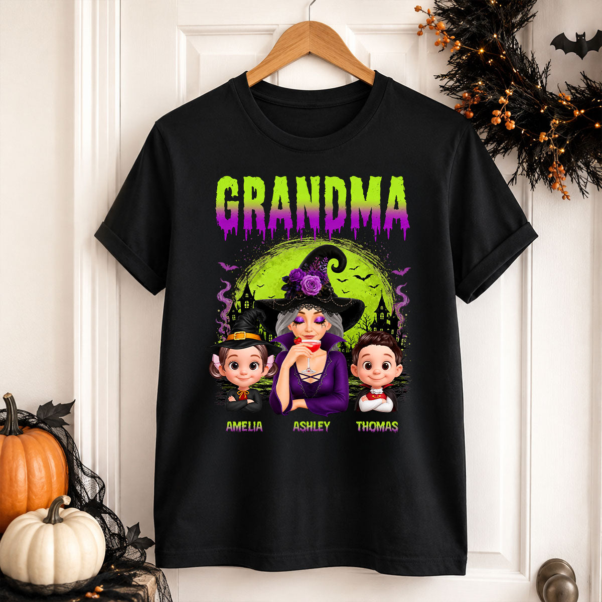 Grandma Mom Witch Halloween - Personalized Shirt - Trendy Halloween Gift for Her