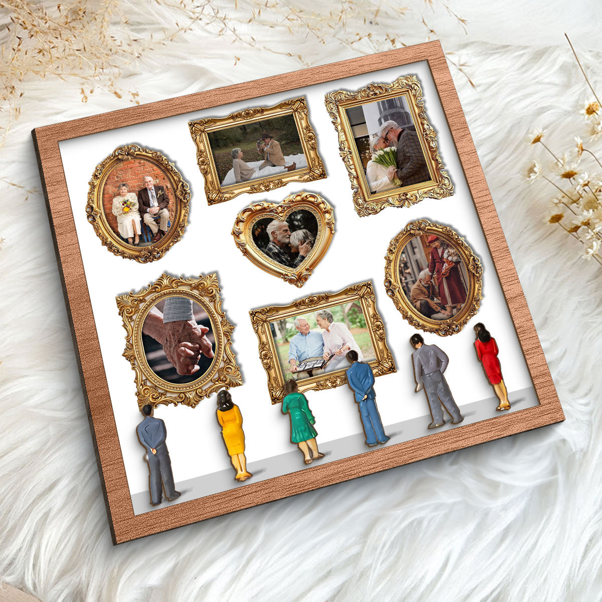 Custom Couple Photos Eternal Love As Art Gallery In Museum Exhibition - Personalized 2-Layered Wooden Plaque - Gift For Couple