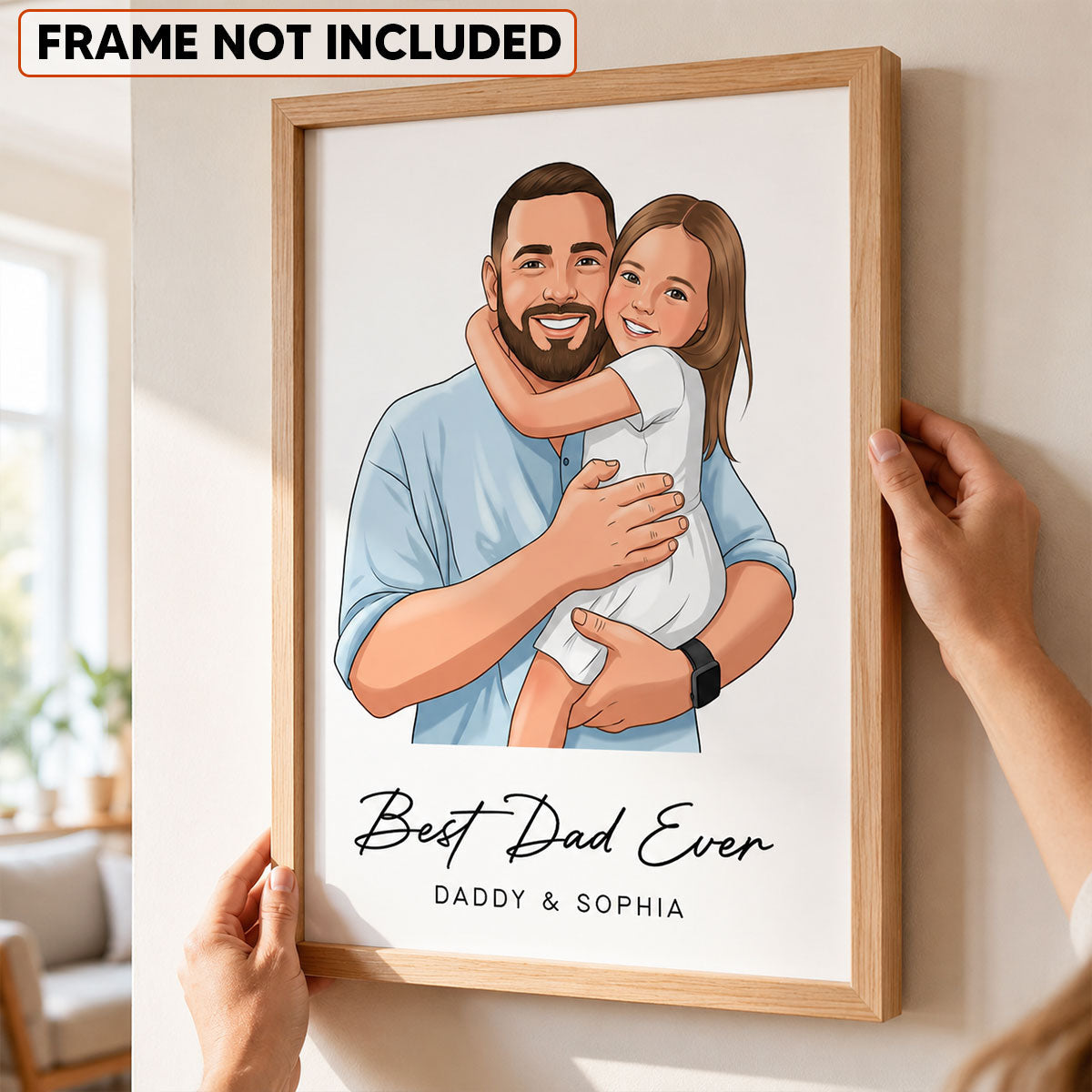 Portrait Color Drawing Style Best Dad Ever - Personalized Poster - Father's Day Gift For Dad, Husband