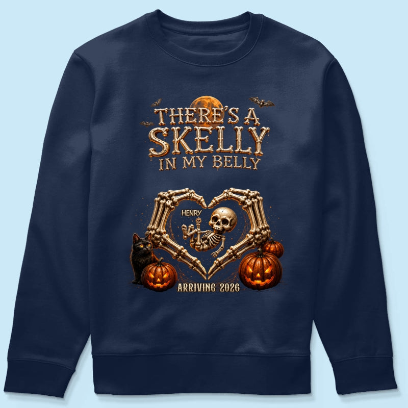 Skeleton Baby Halloween Pregnancy Announcement - Personalized Shirt - Gift For Her