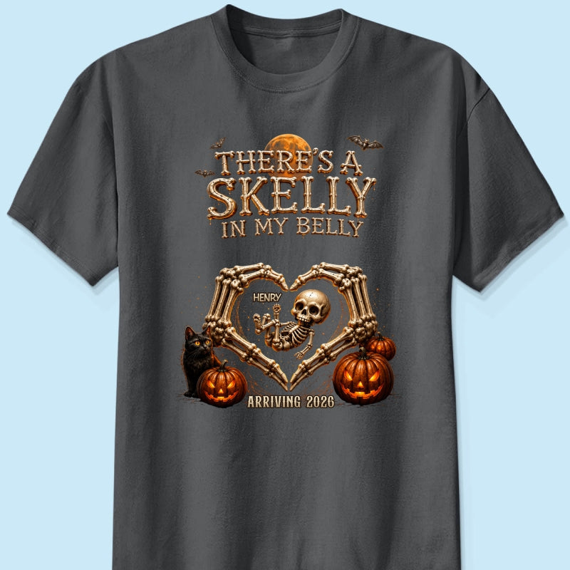 Skeleton Baby Halloween Pregnancy Announcement - Personalized Shirt - Gift For Her