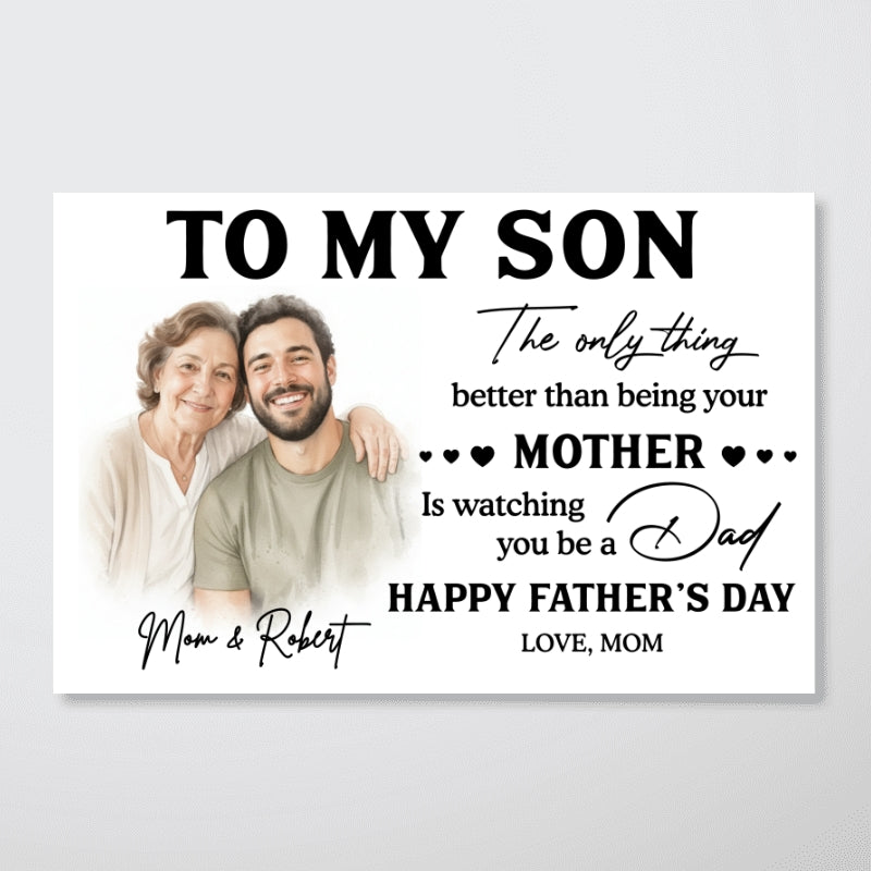 Watercolor Style To My Son From Mom - Personalized Poster - Father's Day Gift For Son