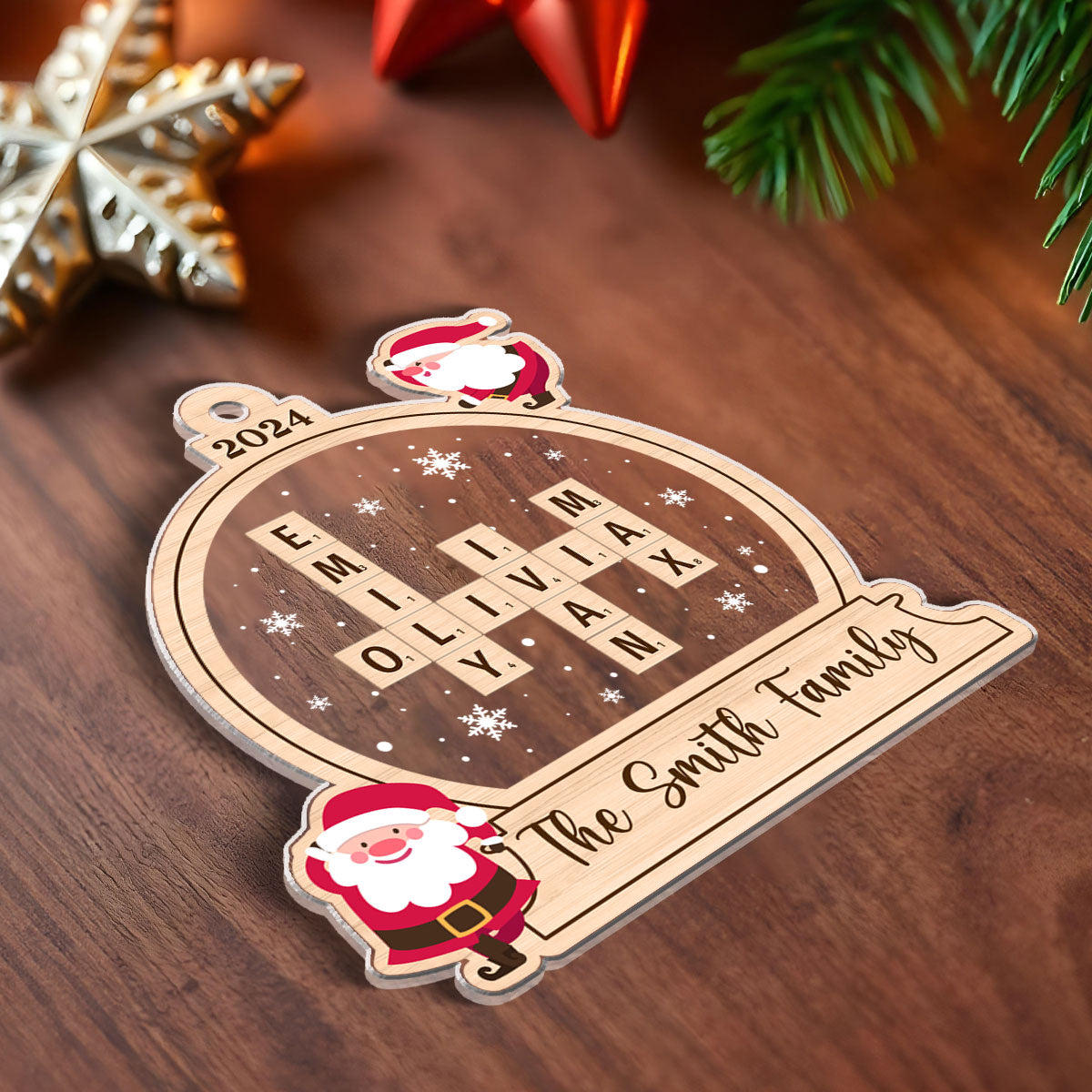 Family Personalized Crossword Ornament, Family Names Puzzle Keepsake, Christmas Tree Decoration, Christmas Gift for Loved Ones