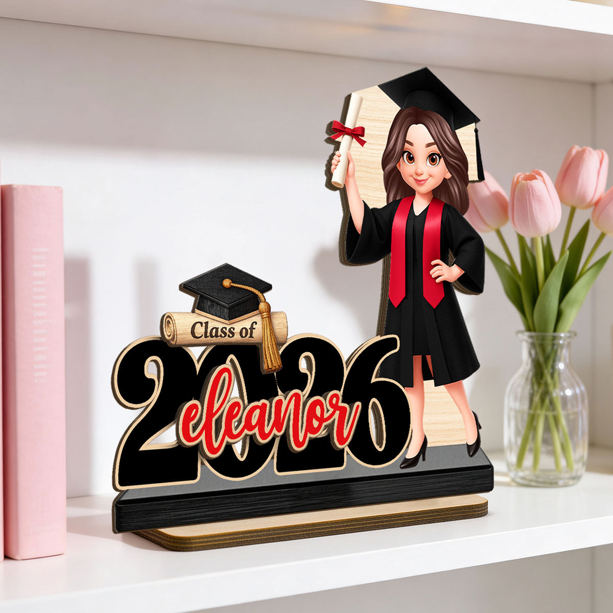 Class Of 2026 2027 Senior With Name 2D Flat - Personalized 2-Layered Wooden Plaque - Graduation Gift For Graduates, Daughter, Son