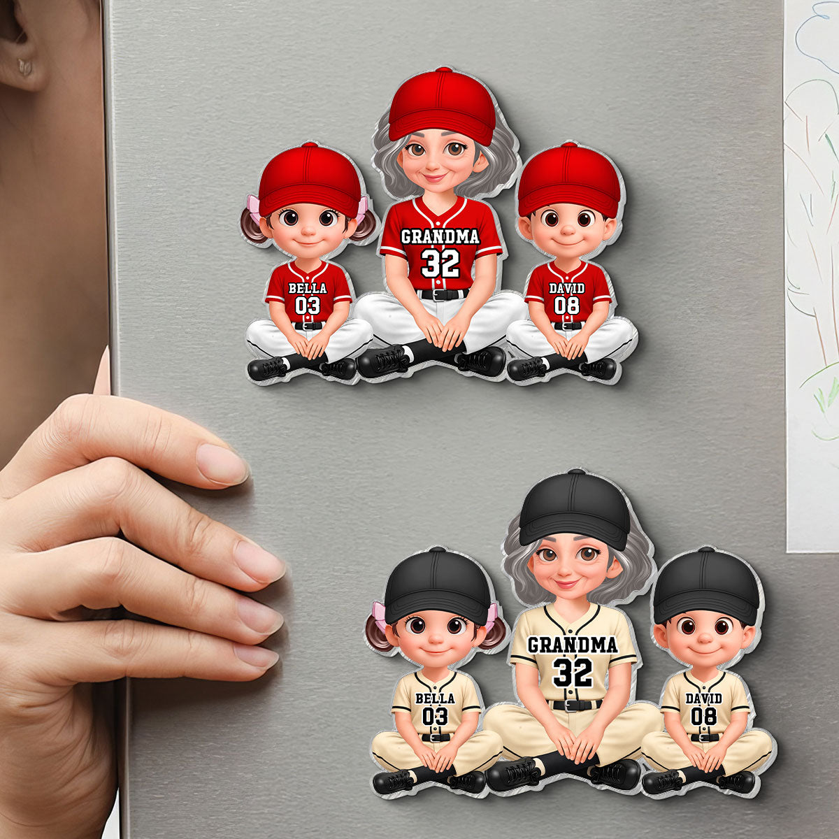 My Favorite Baseball Players Call Me Grandma - Personalized Acrylic Fridge Magnet - Mother's Day Gift For Grandma, Mom