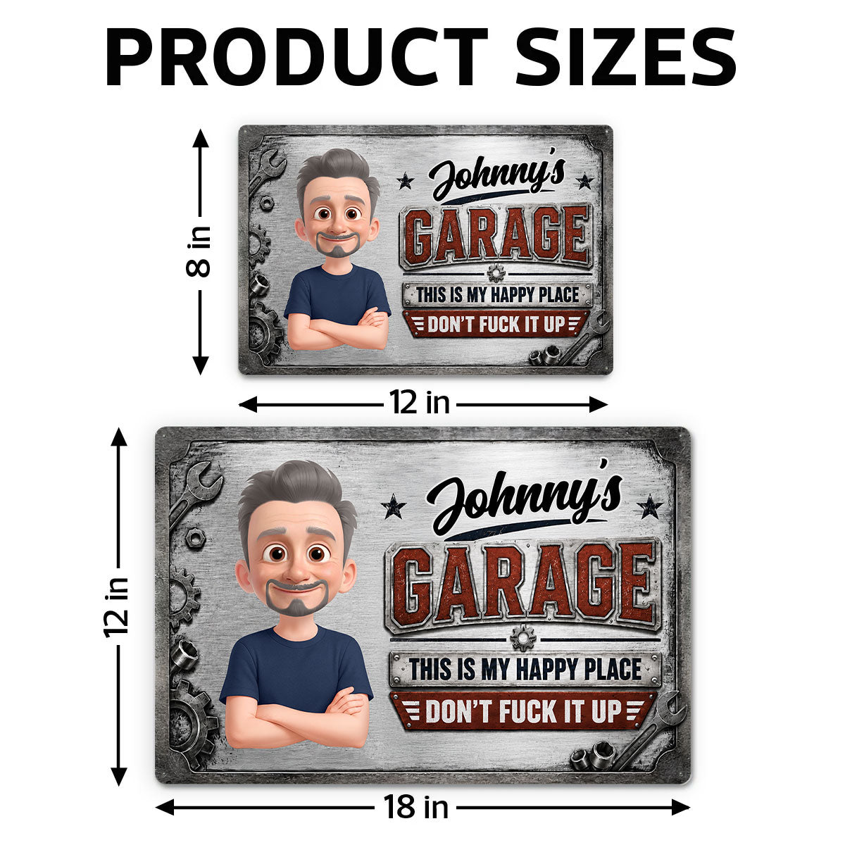 Garage This Is My Happy Place - Personalized Metal Sign - Funny Sarcasm Gift For Man, Dad, Husband, Handyman, Mechanic, Workshop, Man Cave Decor