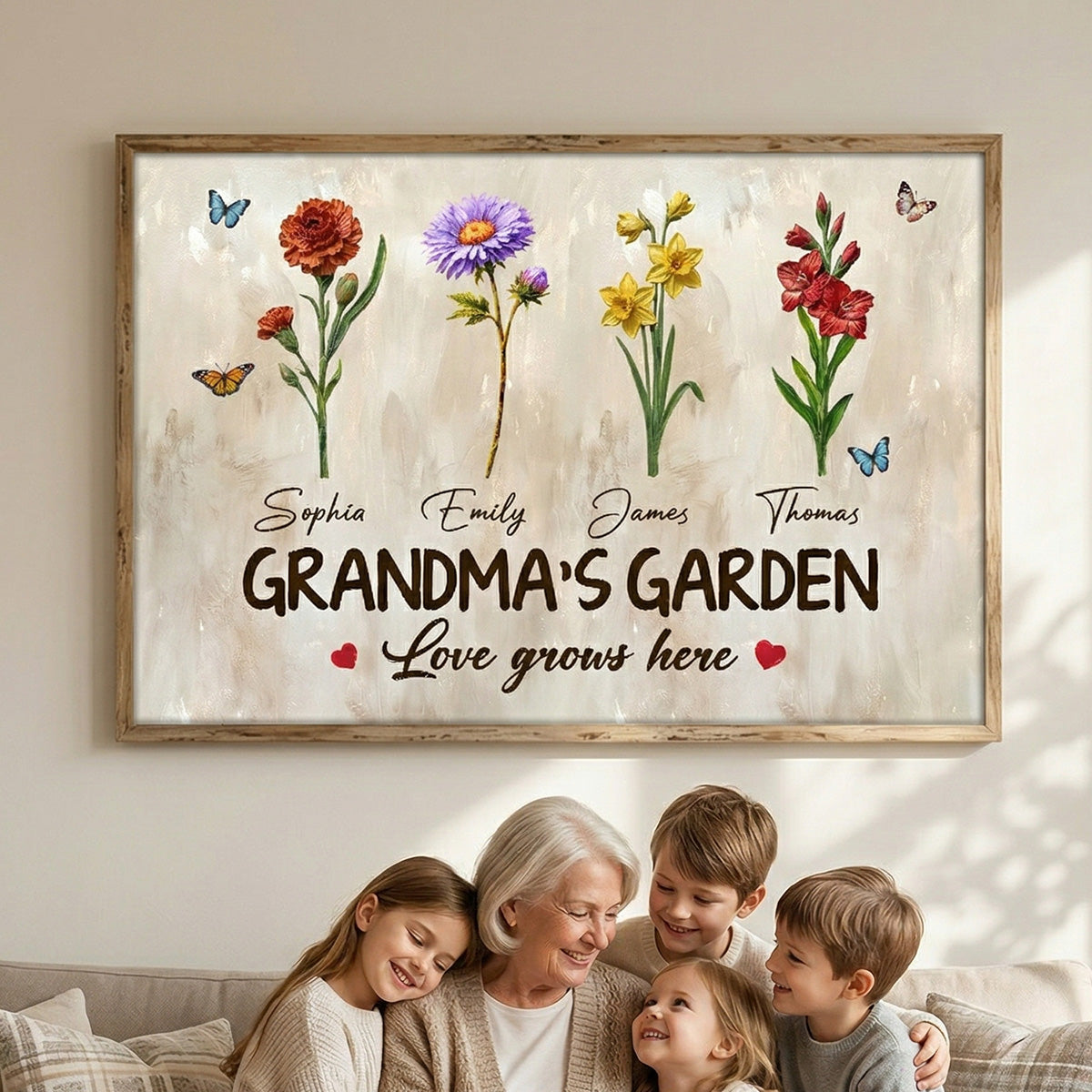 Endless Love Grandma's Garden Birth Month Flowers - Personalized Poster - Mother's Day Gift For Grandma, Mom