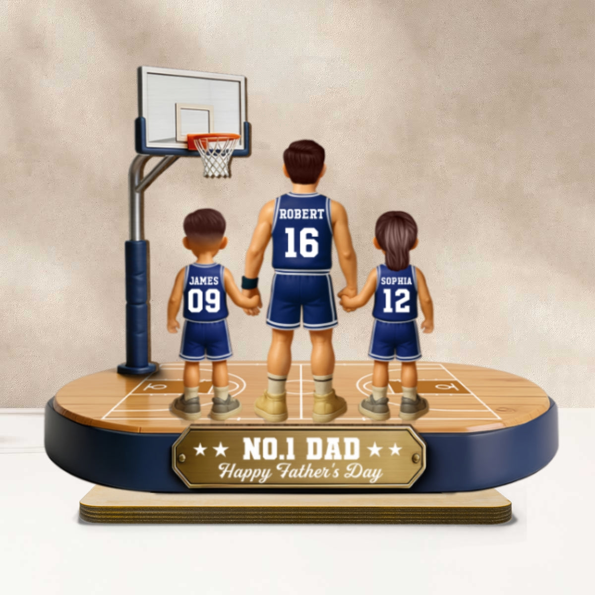 Daddy's Basketball Dream Team - Personalized 2-Layered Wooden Plaque -  Gift For Basketball Dad