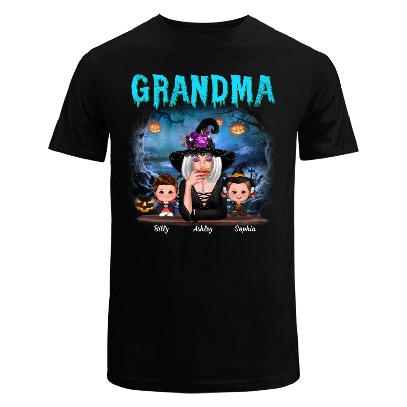 Halloween Night Grandma Witch And Kids Personalized Shirt