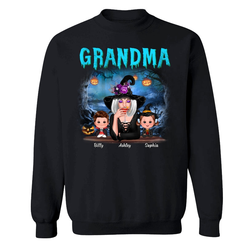 Halloween Night Grandma Witch And Kids Personalized Shirt
