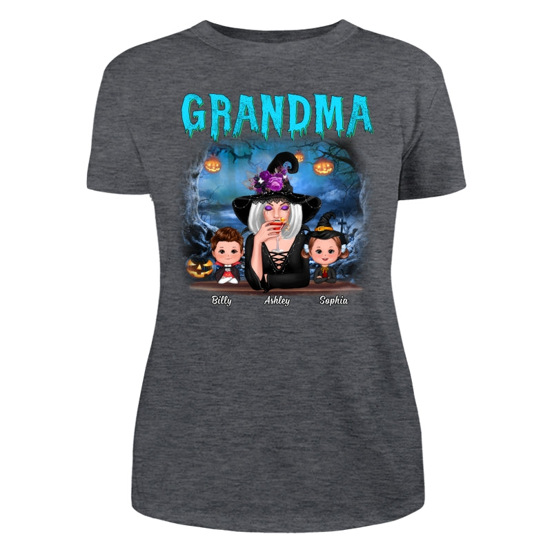 Halloween Night Grandma Witch And Kids Personalized Shirt