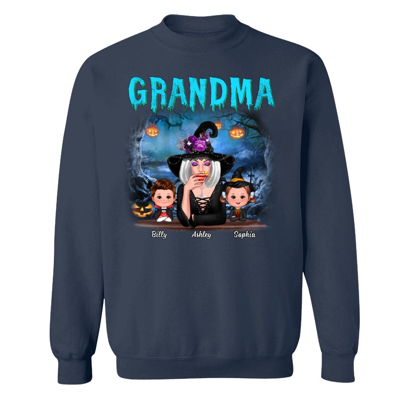 Halloween Night Grandma Witch And Kids Personalized Shirt