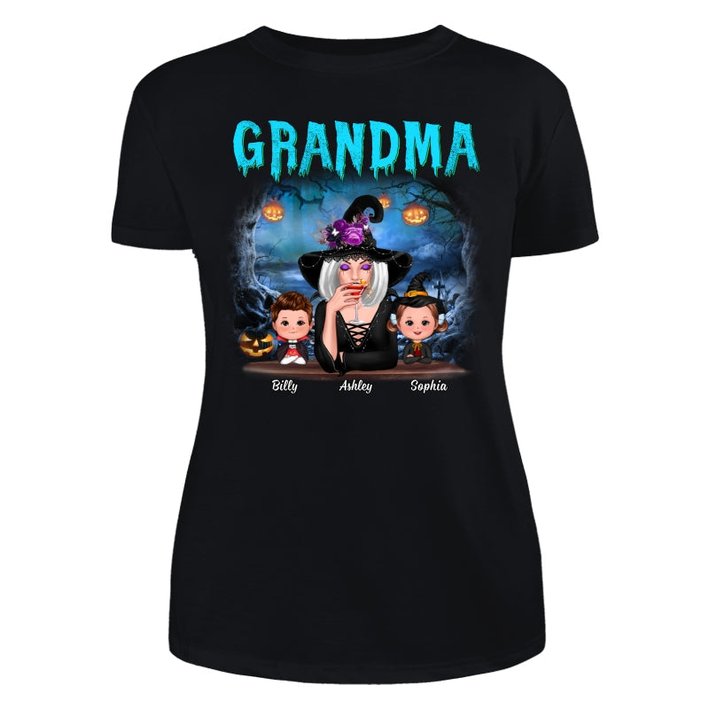 Halloween Night Grandma Witch And Kids Personalized Shirt
