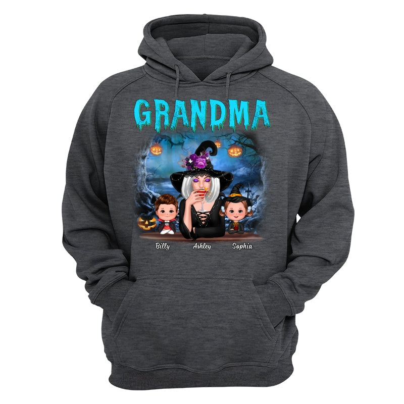 Halloween Night Grandma Witch And Kids Personalized Shirt