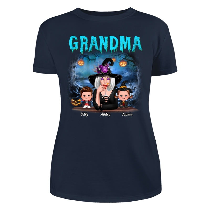 Halloween Night Grandma Witch And Kids Personalized Shirt