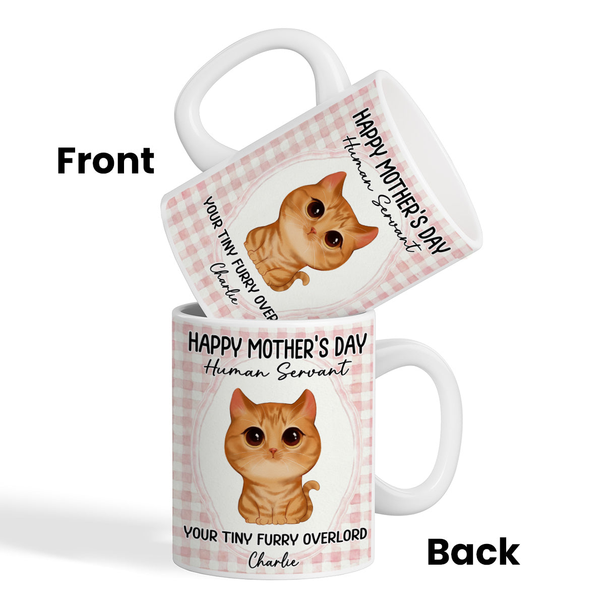 Watercolor Cat Happy Mother's Day Human Servant - Personalized Mug - Funny Mother's Day Gift For Cat Mom, Cat Lovers