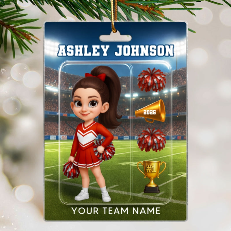 3D Effect Cheerleader Custom Figure Style - Personalized Acrylic Ornament - Christmas Gift For Cheerleaders