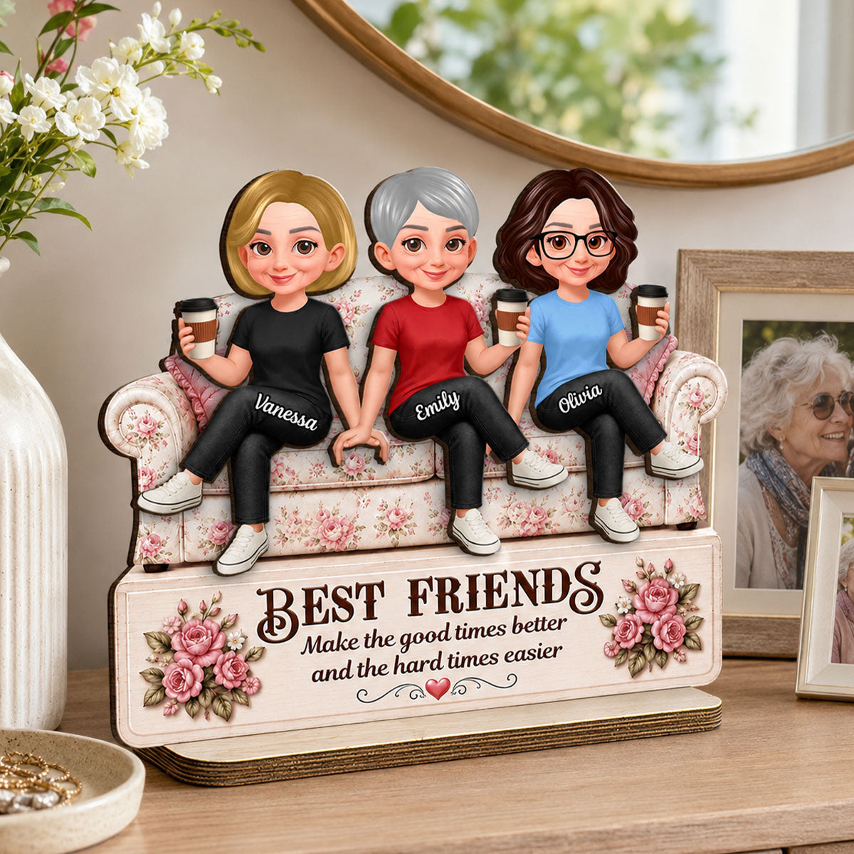 Besties Forever Best Memories Together - Personalized 2-Layered Wooden Plaque - Birthday Gift, Gift For Best Friends