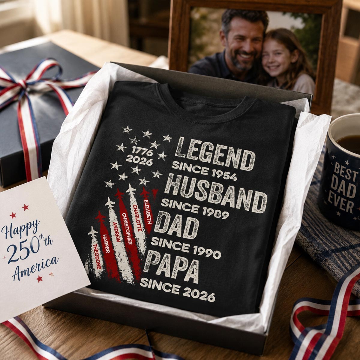 Legend Husband Dad Grandpa Kid Custom Name - Personalized Shirt - American 250th Anniversary Keepsake For Husband, Dad, Grandpa