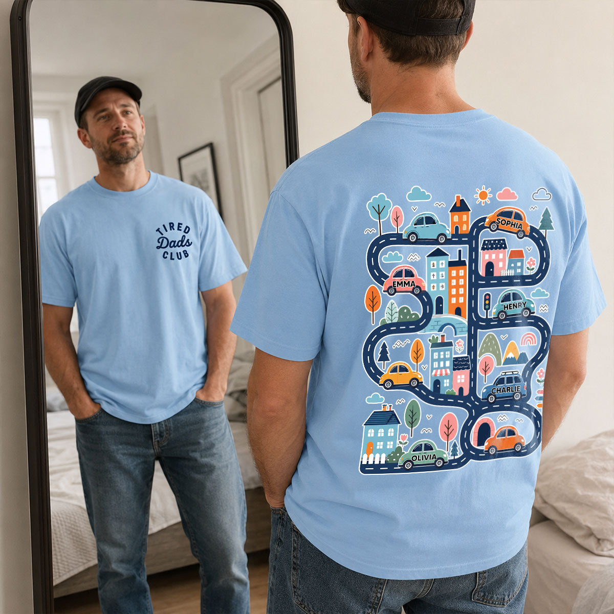 Tired Dads Club, Play Cars On Dads Back - Personalized Shirt - Funny Father's Day Gift For Dad, Husband