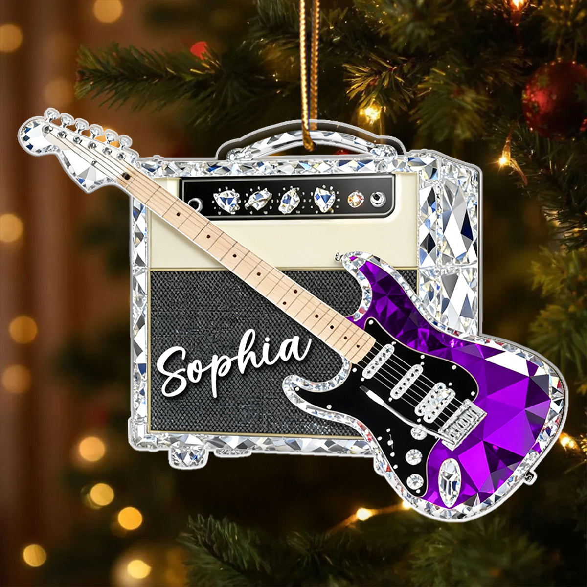 Guitar Music Crystal Effect - Personalized Acrylic Ornament - Unique Christmas Gift For Guitarist